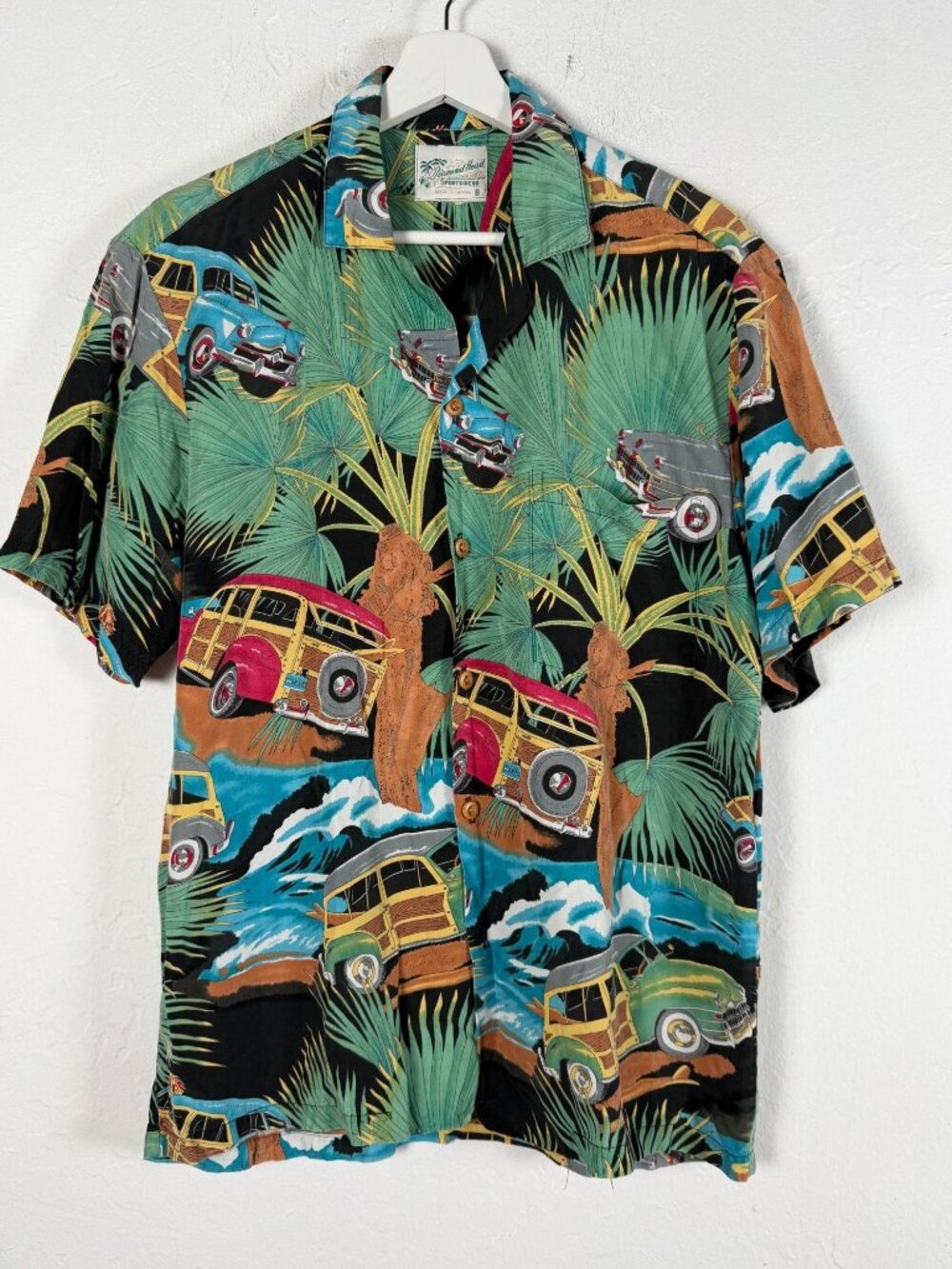 Vintage Diamond Head Sportswear Mens Hawaiian Shirt Woodie Surf Wagon Button Up